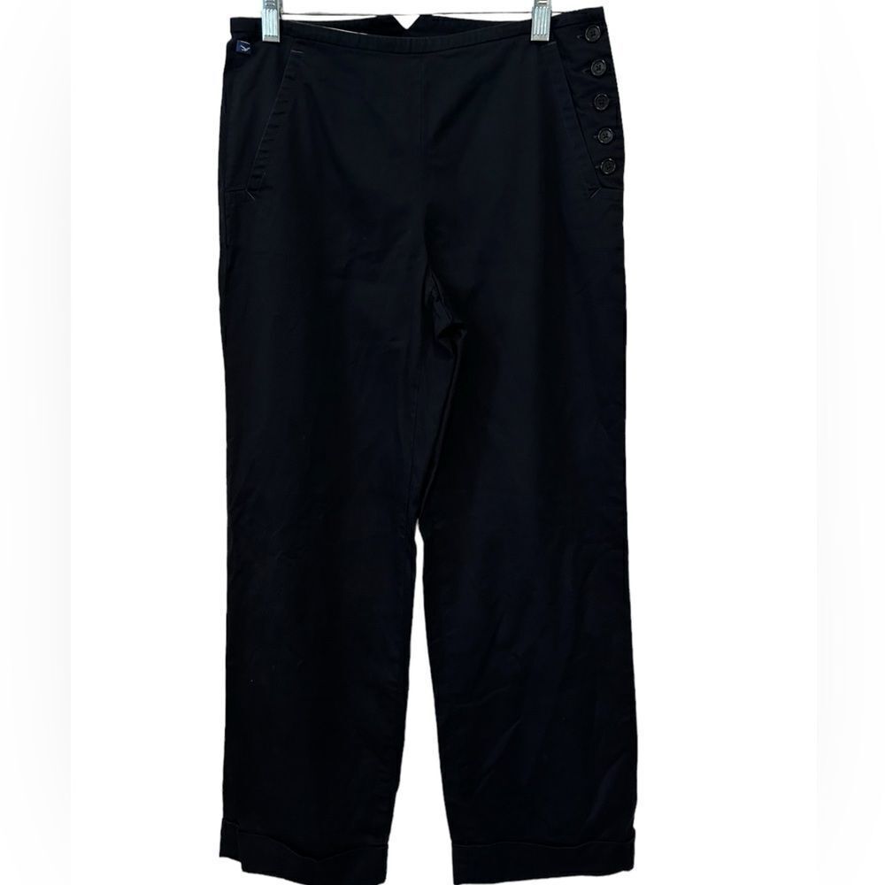 Faconnable blue wide, leg pants with sailor buttons and cuffs size 6